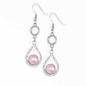 Elegant Pink Pearl and Rhinestone Teardrop Earrings